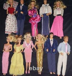 11 Vintage Lot of BARBIE/KEN dolls & clothes 80's outfits DAY/NIGHT HEART ANGEL