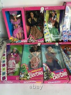 17 Barbies Dolls of the World Lot, Irish, Native American, Jamaican, Etc 90s