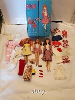 1960's BARBIE SKIPPER KEN FRANCIE MIDGE, 3 CASES, LOTS OF CLOTHES & ACCESSORIES