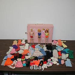 1960s Barbie Case with 3 Dolls and a Large Lot of Clothes, Barbie Midge Ken