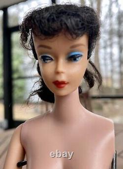 1961 #5 Barbie Doll MCMLVIII Brunette Pony Tail Head Zebra Black White Suit