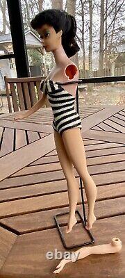 1961 #5 Barbie Doll MCMLVIII Brunette Pony Tail Head Zebra Black White Suit
