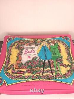 1968 Mattel The World of Barbie Dbl Doll Case Pink & Lot Of VTG Clothes & Dolls