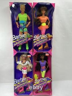 1991 Lot 4 Barbie, Ken, Teresa, Christie Rollerblade Flicker'n Flash NRFB C1