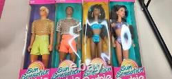 1991 Mattel Sun Sensation Barbie Doll Lot Of 4 Ken, Steven, Christie, Kira