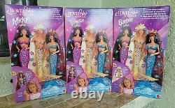 1995 Mattel Jewel Hair Mermaid Barbie, Midge, & Teresa Dolls NEW Lot of 3