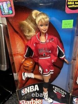 1998 7 Barbie dolls NBA lot Bulls Jazz Knicks Pistons Sonics Hawks basketball