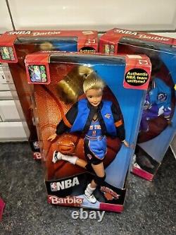 1998 7 Barbie dolls NBA lot Bulls Jazz Knicks Pistons Sonics Hawks basketball