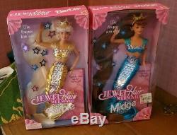 2 New In Box Matel Jewel Hair Mermaid Barbie And Midge