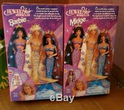 2 New In Box Matel Jewel Hair Mermaid Barbie And Midge