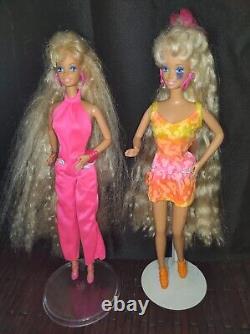 (2) Rare 1991 Totally Hair Barbie Original Vintage Blonde Lot