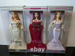2002 Barbie Birthstone Collection Lot July Ruby June Pearl October Opal Nib Nrfb