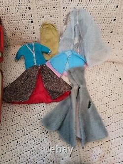 3 Barbie & 1 Valentine Vintage Dolls Lot, with 2 Cases and Several Accessories