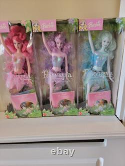 3 Barbie Fairytopia Sparkle Fairy Blue Pink Purple 2003 Collectable