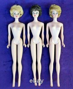 3 Vintage Barbie Bubblecut Lot Lemon Ash Blonde Fudge Brunette Gorgeous BIN