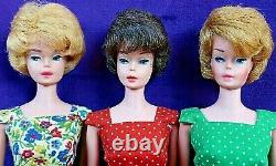 3 Vintage Barbie Bubblecut Lot Lemon Ash Blonde Fudge Brunette Gorgeous BIN