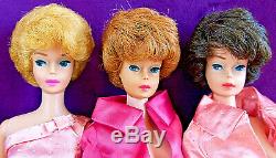 3 Vintage Barbie Bubblecut Lot White Ginger Fudge Brunette Titian Redhead BIN