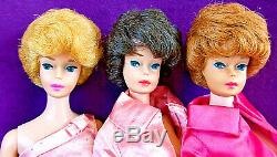 3 Vintage Barbie Bubblecut Lot White Ginger Fudge Brunette Titian Redhead BIN