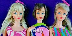 3 Vintg Mod TNT Barbie Lot Brownette Platinum Blond Hair Fair OSS Wig Case+ BIN