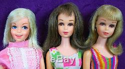 3 Vtg BL Brunette TNT Blonde Francie Casey Barbie MOD Lot Org. S/S NICE BIN