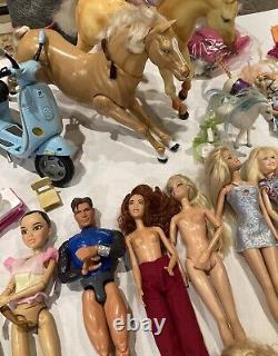 30 Barbie, Disney Princess and Similar Size Dolls Bulk Lot With Accessories/Pets