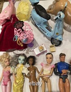 30 Barbie, Disney Princess and Similar Size Dolls Bulk Lot With Accessories/Pets