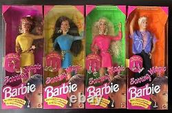 4 Earring Magic BARBIE Dolls-Blonde & Brunette Barbie, Ken & Midge-1992 See Note