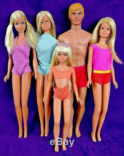 5 Vintage Malibu TNT Mod Doll Lot Barbie Skipper Ken PJ Francie Orig. S/S Towels