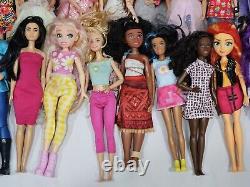 60 Barbie, Disney Princess and Similar Size Dolls Bulk Lot