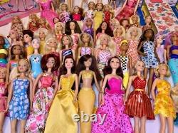 60 Barbie Some Vintage Chelsea Disney Ken. Dolls & Clothes 4 Cases + 10 Gowns