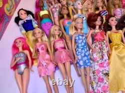 60 Barbie Some Vintage Chelsea Disney Ken. Dolls & Clothes 4 Cases + 10 Gowns