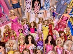 60 Barbie Some Vintage Chelsea Disney Ken. Dolls & Clothes 4 Cases + 10 Gowns