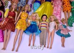 60 Barbie Some Vintage Chelsea Disney Ken. Dolls & Clothes 4 Cases + 10 Gowns