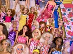 60 Barbie Some Vintage Chelsea Disney Ken. Dolls & Clothes 4 Cases + 10 Gowns