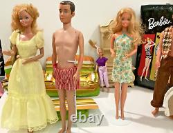 60s 70s 80s Barbie & Ken LOT 10 Dolls Furniture Case Twist Turn Tuesday Taylor