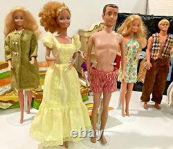 60s 70s 80s Barbie & Ken LOT 10 Dolls Furniture Case Twist Turn Tuesday Taylor