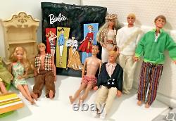 60s 70s 80s Barbie & Ken LOT 10 Dolls Furniture Case Twist Turn Tuesday Taylor