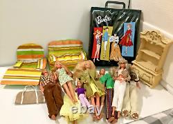 60s 70s 80s Barbie & Ken LOT 10 Dolls Furniture Case Twist Turn Tuesday Taylor