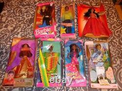 7 African American Mattel Barbie Doll Lot, Singer Brandy, Ken And More