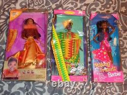 7 African American Mattel Barbie Doll Lot, Singer Brandy, Ken And More