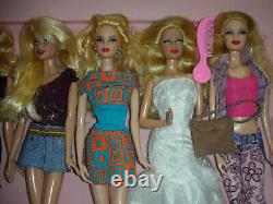 7x Barbie Model Muse Basics Black Dress+ Doll Lot