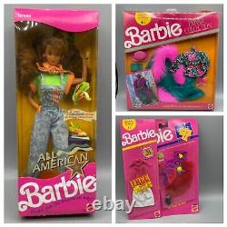 All American Teresa Barbie Doll with Reebok Mattel 1990 New in Box Lot with Acc