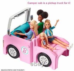 Barbie 3-In-1 Dreamcamper Vehicle Pool Truck Boat 50 Accessories Kids Girls Fun