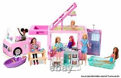 Barbie 3-In-1 Dreamcamper Vehicle Pool Truck Boat 50 Accessories Kids Girls Fun