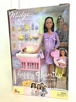 Barbie African American Midge & Baby Happy Family Pregnant Bump Doll Mom 2002