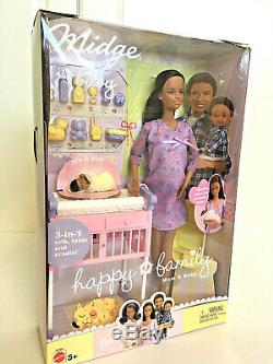 Barbie African American Midge & Baby Happy Family Pregnant Bump Doll Mom 2002