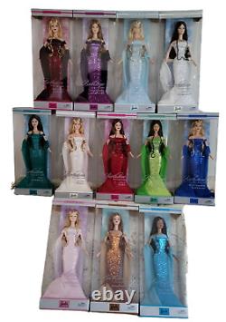 Barbie BIRTHSTONE COLLECTION Dolls 2002 Lot Emerald OPAL Garnet RUBY Pearl Doll