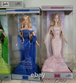 Barbie BIRTHSTONE COLLECTION Dolls 2002 Lot Emerald OPAL Garnet RUBY Pearl Doll