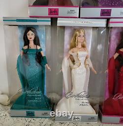 Barbie BIRTHSTONE COLLECTION Dolls 2002 Lot Emerald OPAL Garnet RUBY Pearl Doll