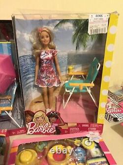 Barbie Beach Chair Umbrella Dolls And Accessories Playset Mattel Lot 6